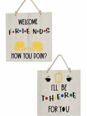 Friends TV Show Wooden Signs – Set of 2 – Handmade Rustic Decor (8.5” x 8.5”)